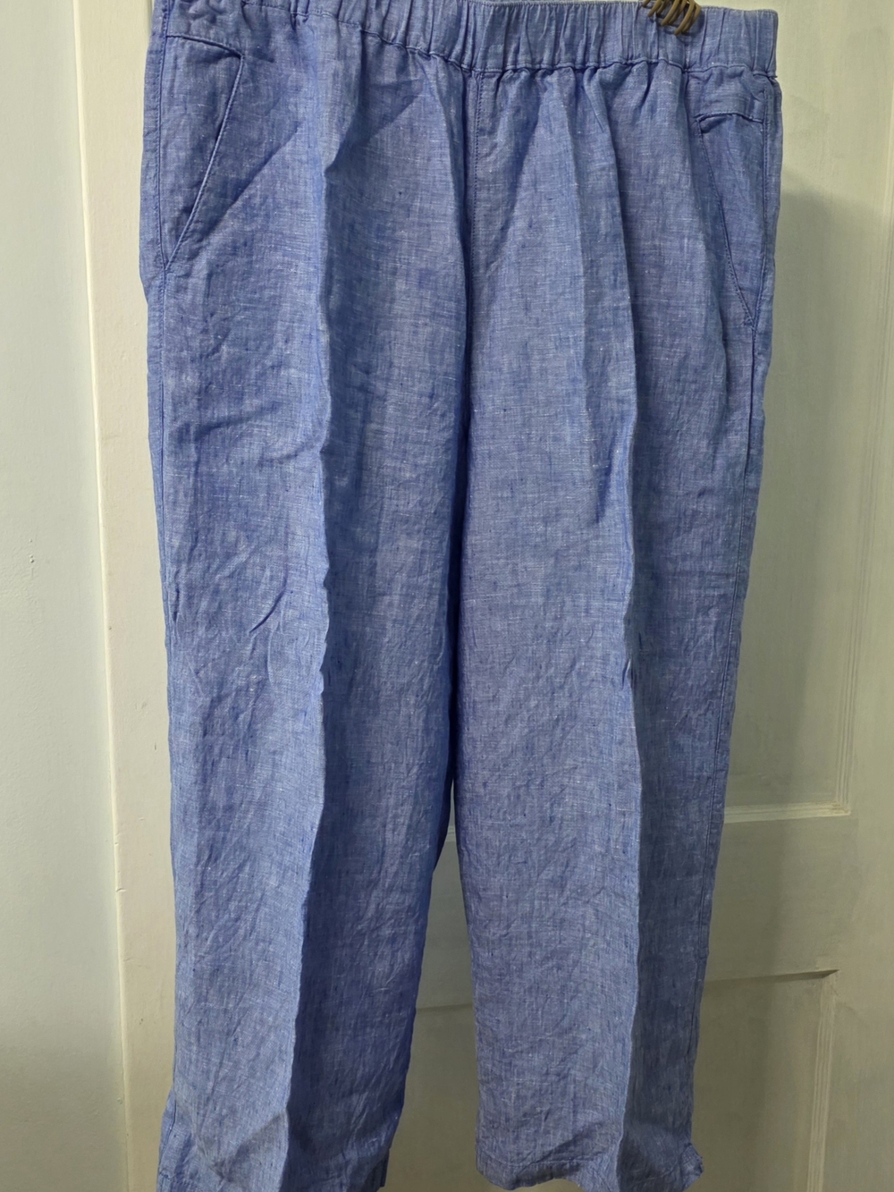 Cynthia Rowley Blue Linen Wide-Leg Pants - Picture 1 of 2